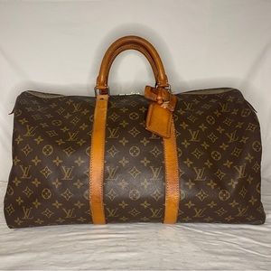 100% Authentic Louis Vuitton Monogram Keepall 50 VINTAGE Duffel Bag Weekender